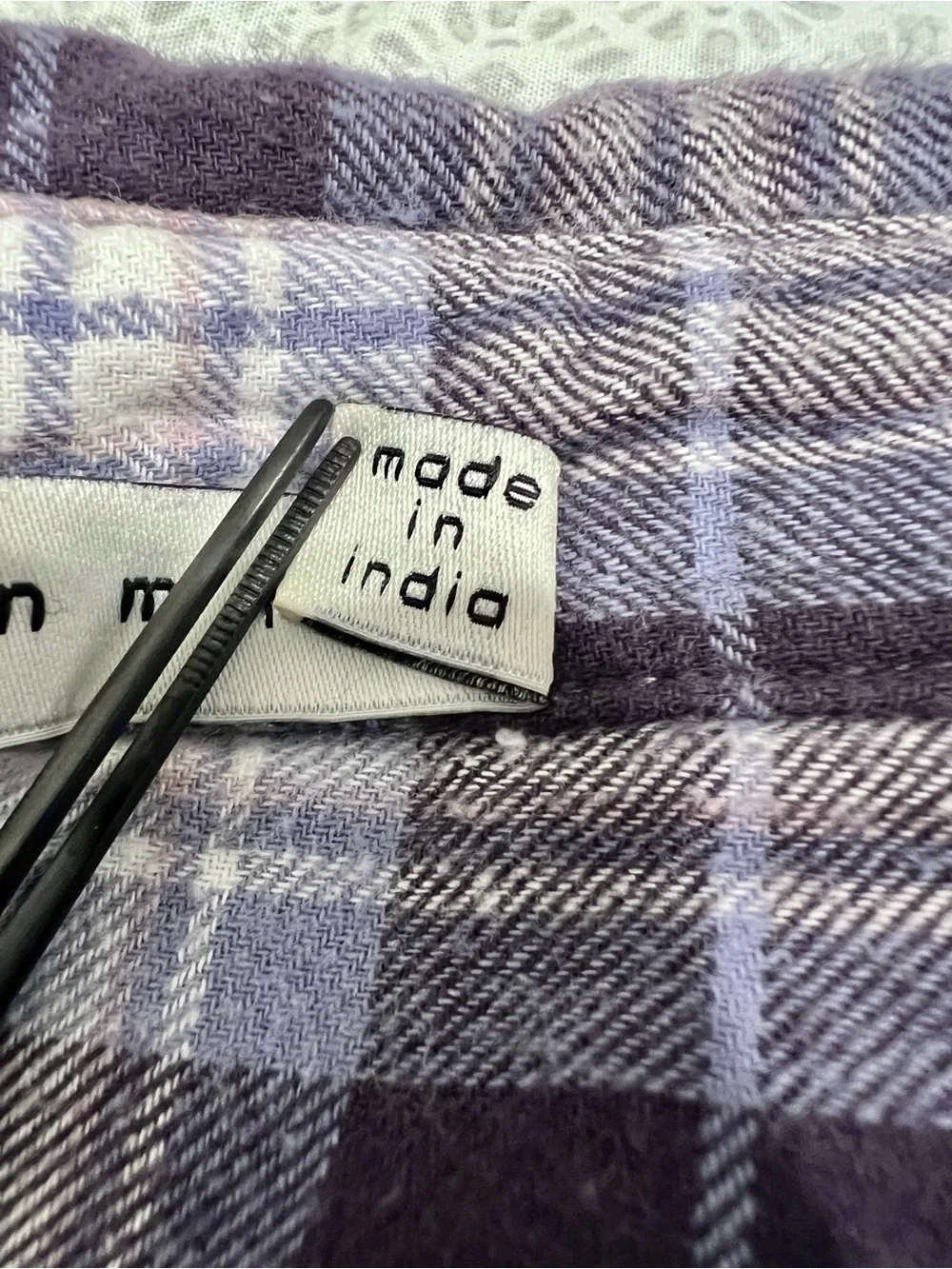 MNML flannel shirt — blue/black/white plaid, size L, 100% cotton Chrome Buttons